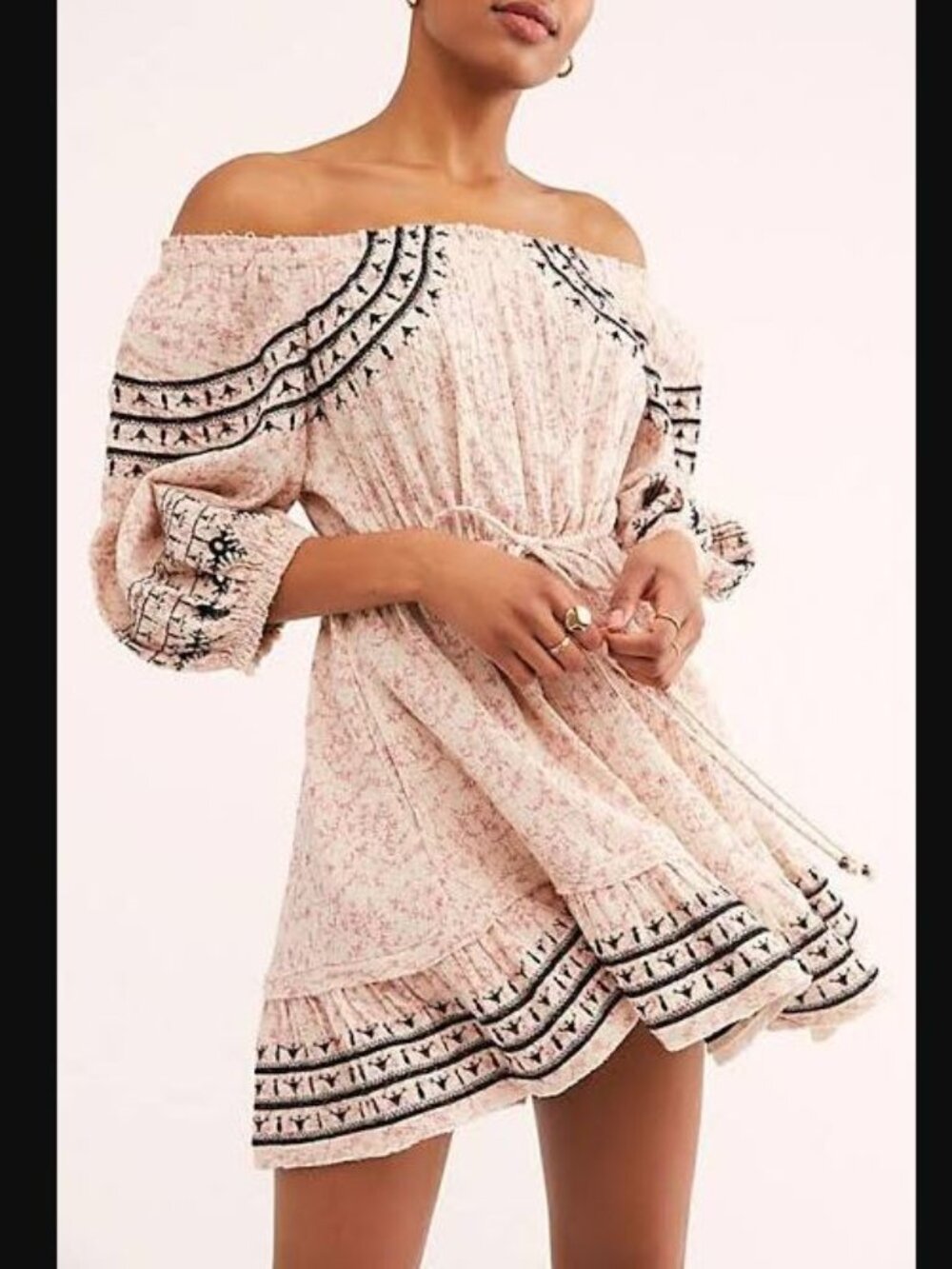 Free People | Swing into Spring Mini Dress | Cotton Gauze Boho Dress | Large